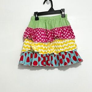 NATALIE GRANT Girls Tiered Skirt 100% Cotton Colorful Mixed Print Size 5